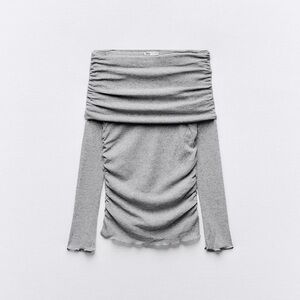 Zara Gray Off-Shoulder Top